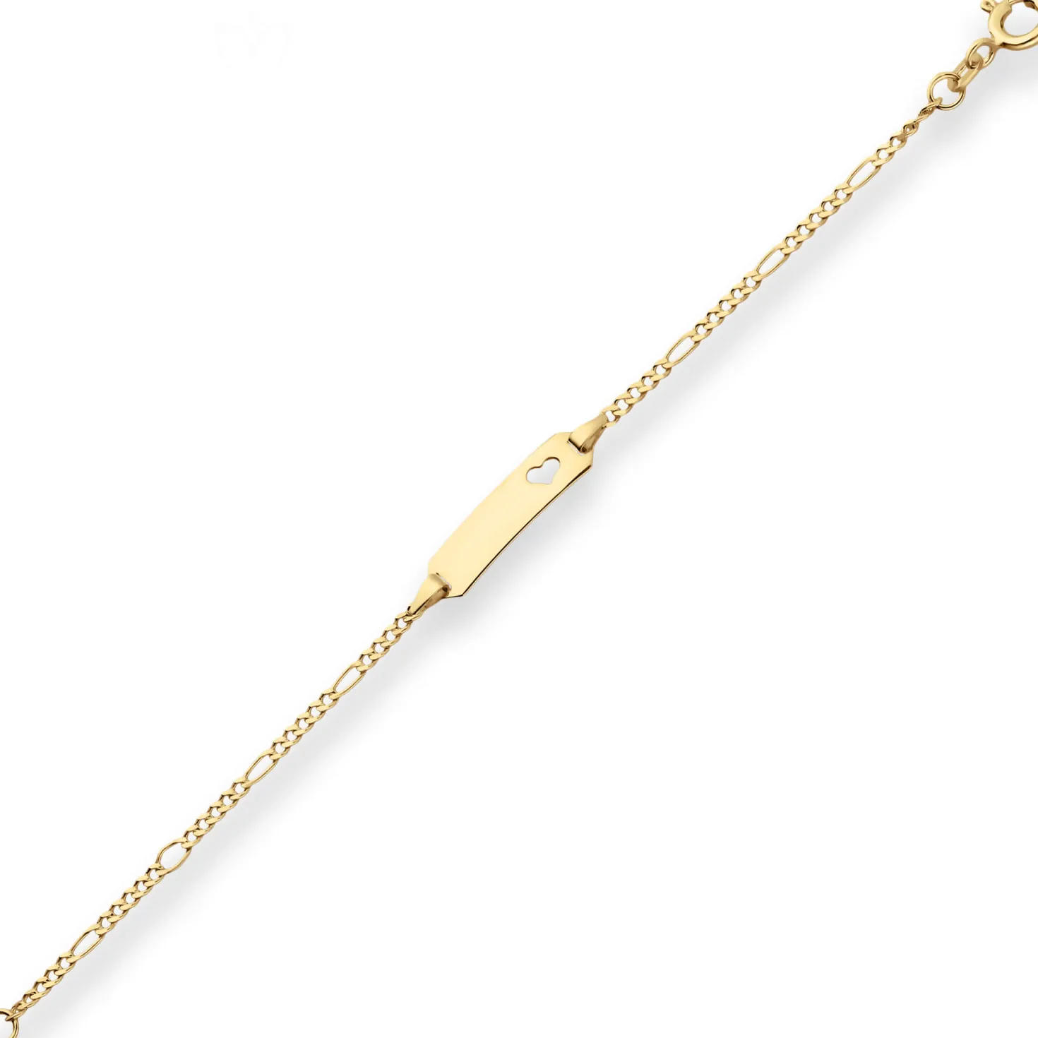 1,9mm Id-Armband Figarokette diamantiert Herz aus 585 Gold Gelbgold 13cm