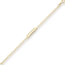 2,1mm Id-Armband Figarokette diamantiert Schildband aus 585 Gold Gelbgold 14cm