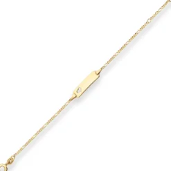 1,5mm Id-Armband Figarokette diamantiert Herz aus 585 Gold Gelbgold 14cm