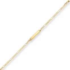 2,9mm Id-Armband Figarokette diamantiert Schildband aus 333 Gold Gelbgold 14cm