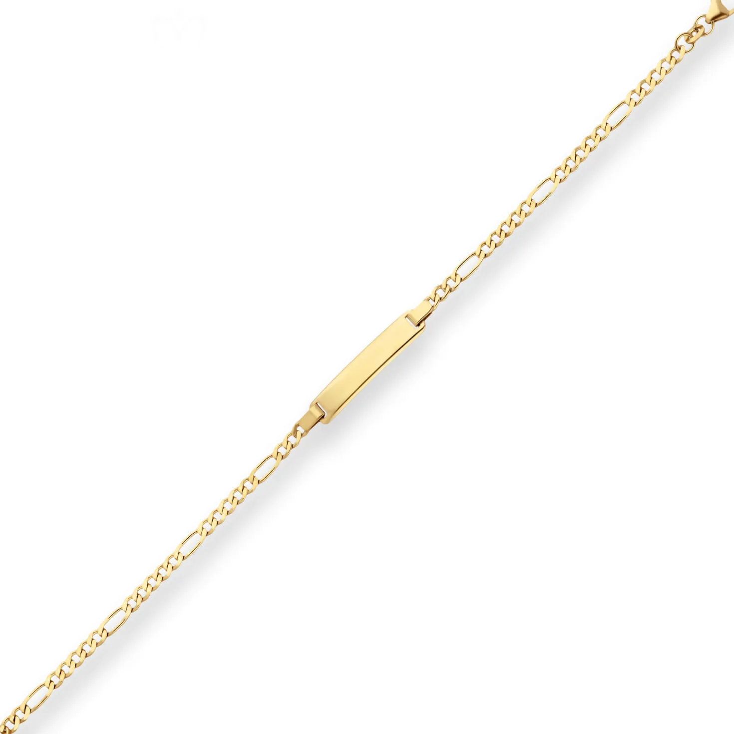 2,9mm Id-Armband Figarokette diamantiert Schildband aus 333 Gold Gelbgold 14cm