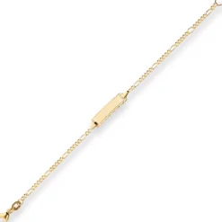1,9mm Id-Armband Figarokette diamantiert Schildband aus 750 Gold Gelbgold 14cm