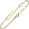 1,8mm Id-Armband Figarokette diamantiert Herz aus 585 Gold Gelbgold 14cm