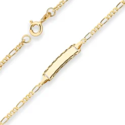 2,1mm Id-Armband Figarokette diamantiert Schildband aus 333 Gold Gelbgold 16cm
