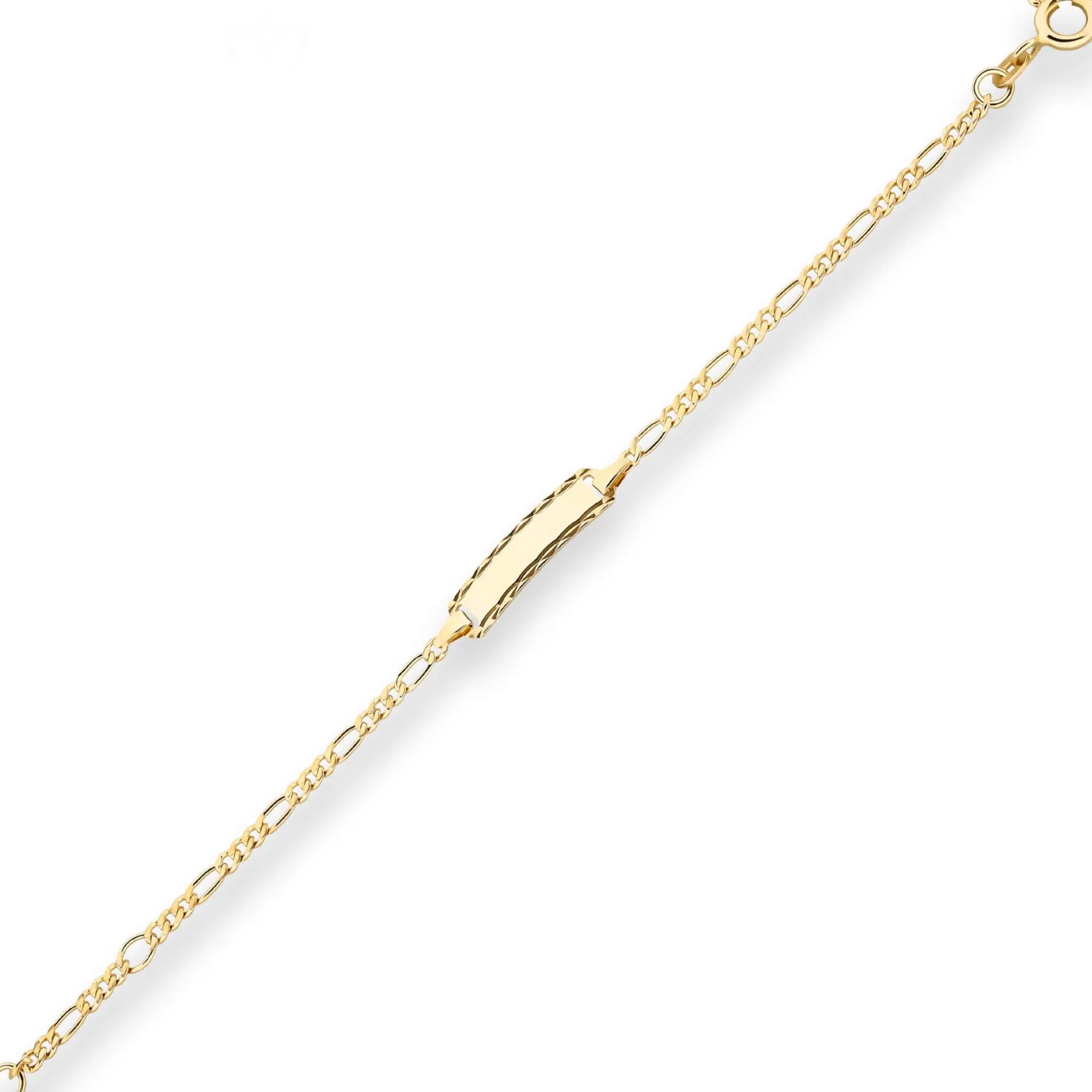 2,1mm Id-Armband Figarokette diamantiert Schildband aus 333 Gold Gelbgold 16cm