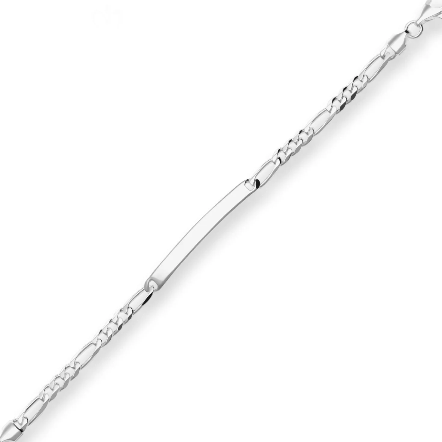 5,5mm Id-Armband Figarokette diamantiert Armschmuck aus 925 Silber 21cm