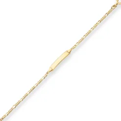 2,1mm Id-Armband Figarokette diamantiert Armschmuck aus 585 Gold Gelbgold 14cm