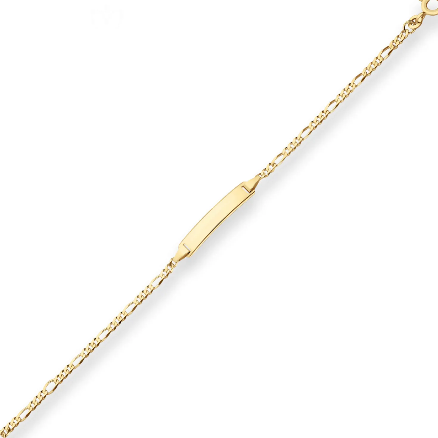 2,1mm Id-Armband Figarokette diamantiert Armschmuck aus 375 Gold Gelbgold 14cm