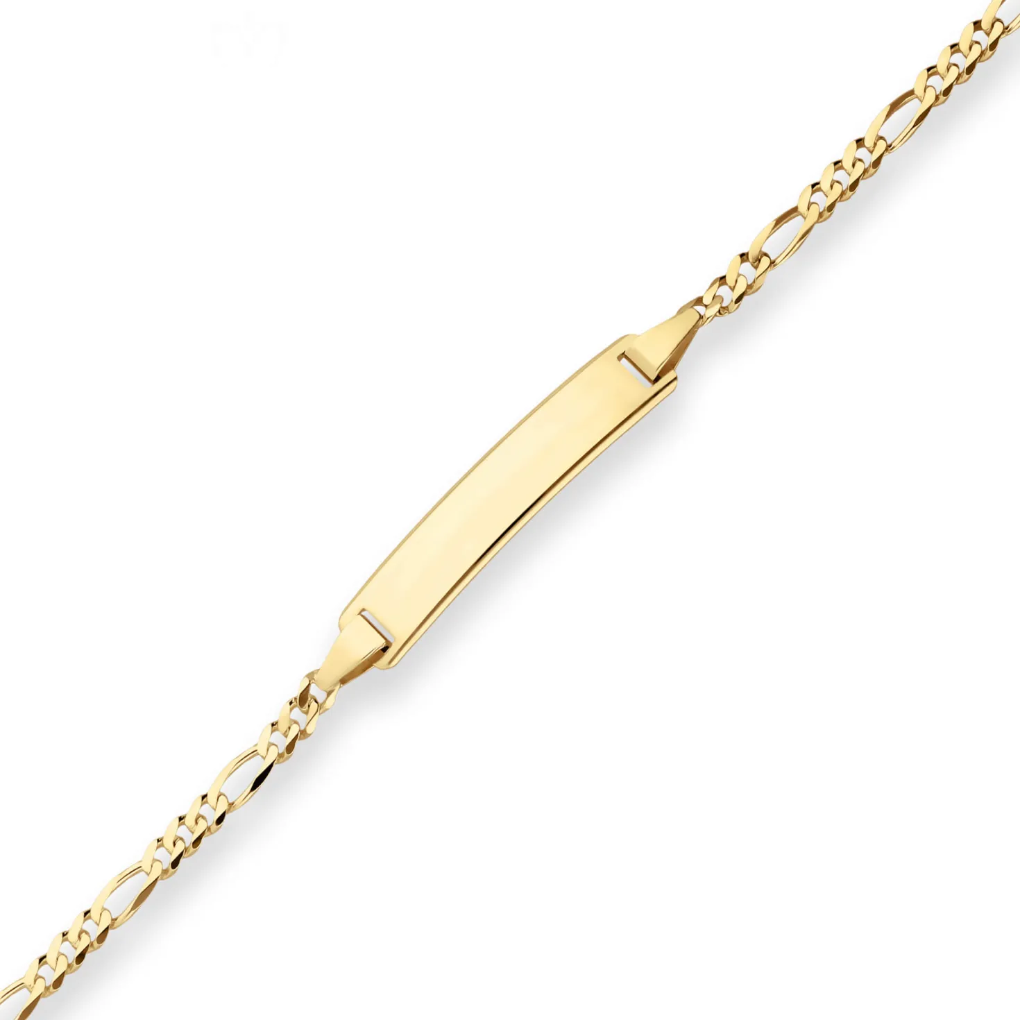 2,1mm Id-Armband Figarokette diamantiert Armschmuck aus 375 Gold Gelbgold 14cm