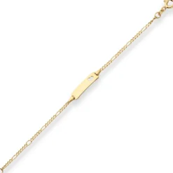 1,9mm Id-Armband Figarokette diamantiert Herz aus 375 Gold Gelbgold 14cm