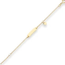 1,4mm Id-Armband Gravurplatte Panzerkette mit Herz aus 585 Gold Gelbgold 16cm