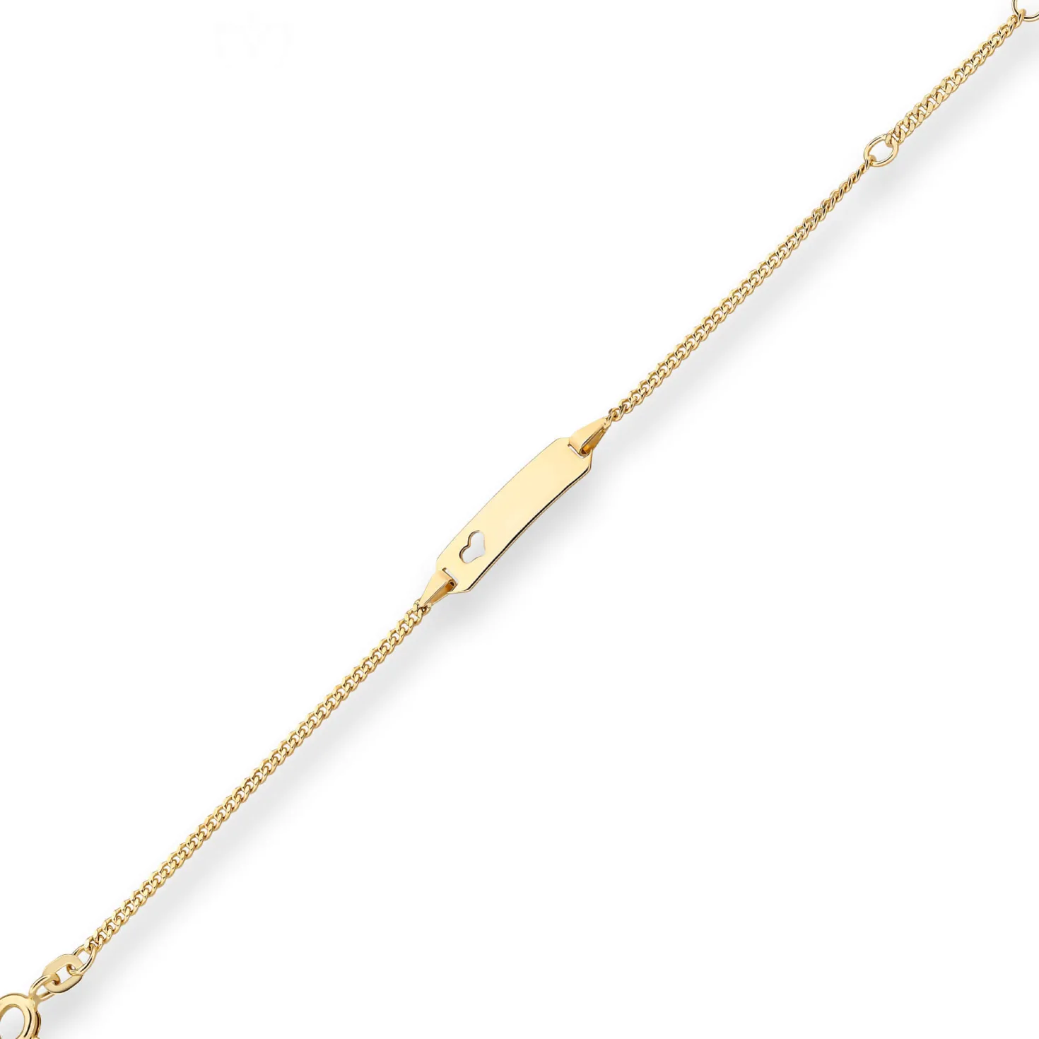 1,7mm Id-Armband Panzerkette Schildband, Herz aus 585 Gold Gelbgold 16cm