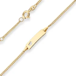 1,7mm Id-Armband Panzerkette Schildband, Herz aus 585 Gold Gelbgold 16cm