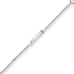 2,4mm Id-Armband Panzerkette Schildband aus 925 Silber rhodiniert 16cm