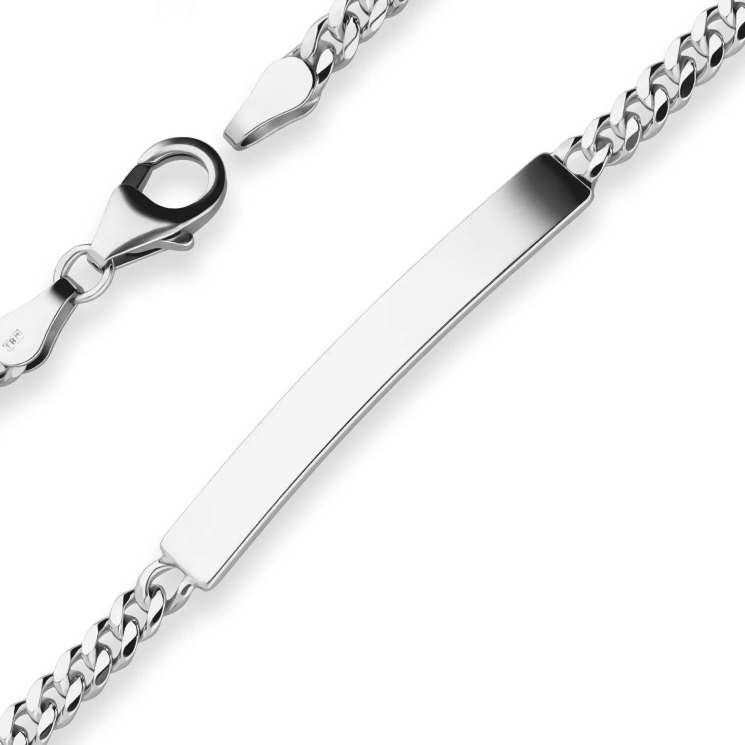 3,8mm Id-Armband Panzerkette Schildband Armschmuck aus 925 Silber 17cm