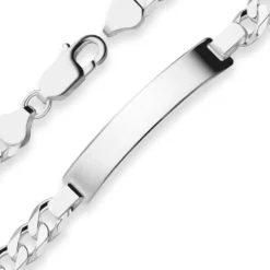 7,5mm Id-Armband Panzerkette Schildband Armschmuck aus 925 Silber 23cm