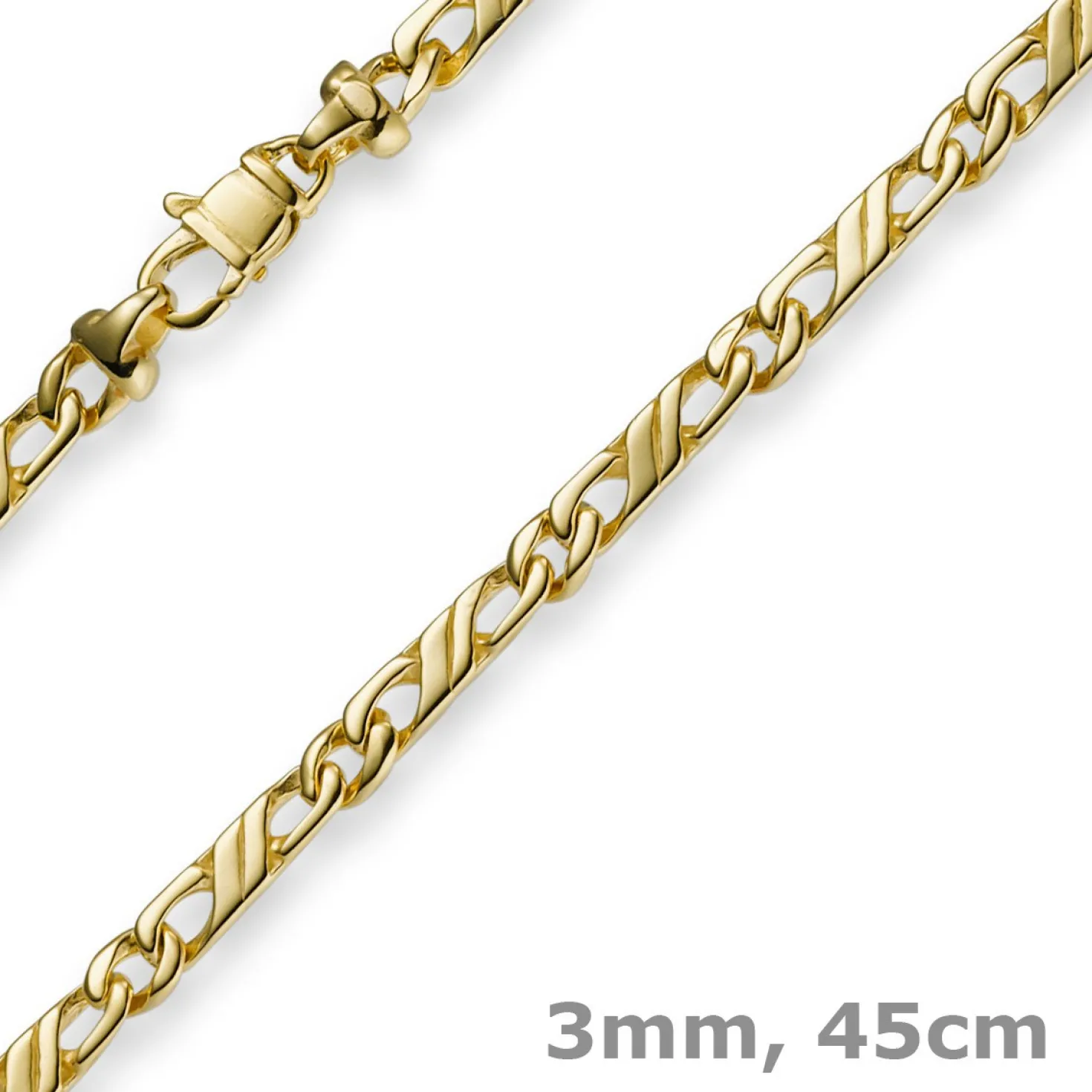 3mm Jeukette Kette Collier Halskette, 585 Gold Gelbgold massiv, 45cm