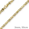 3mm Jeukette Kette Collier Halskette, 585 Gold Gelbgold massiv, 55cm