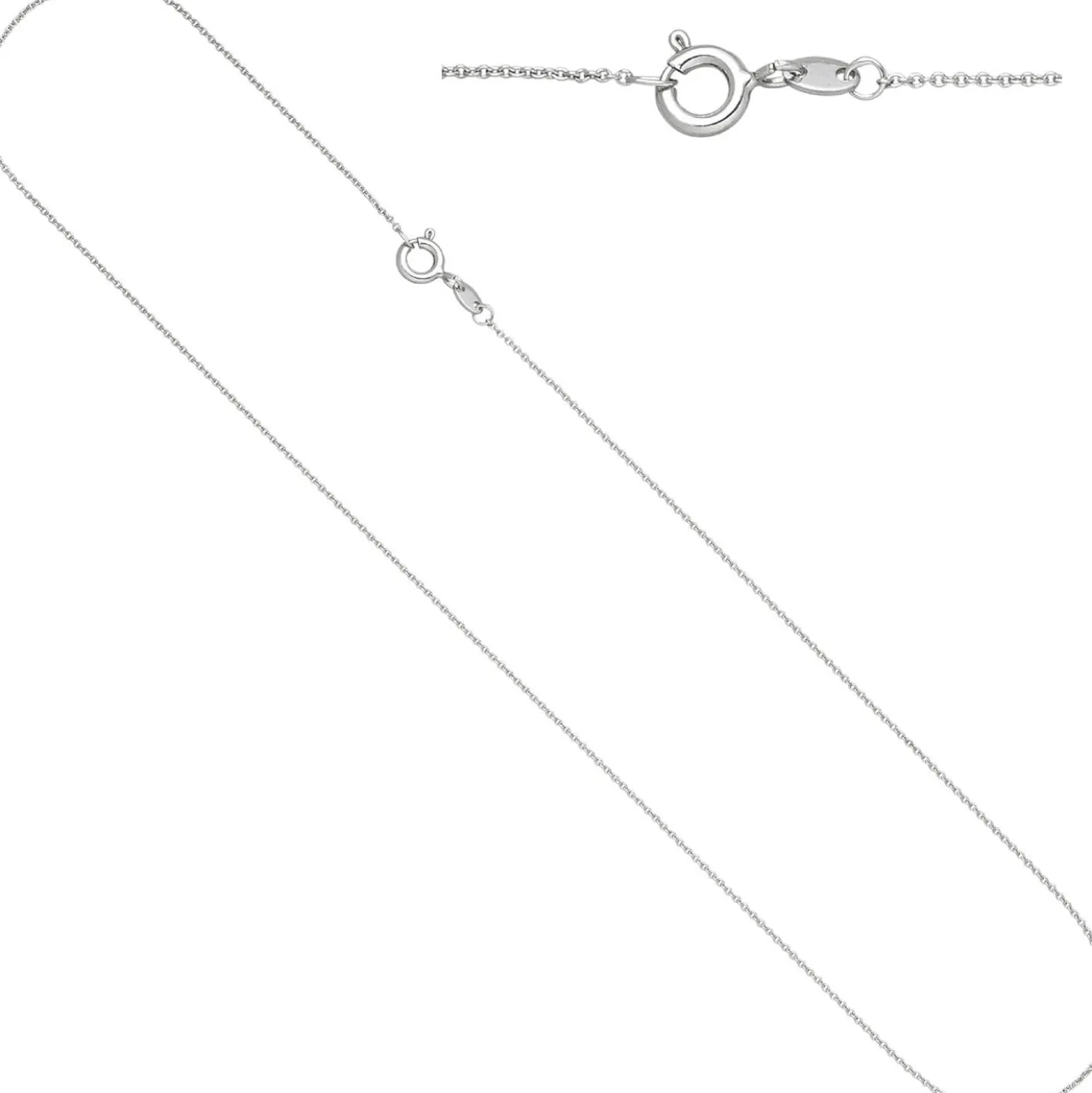 0,9mm Kette Ankerkette, rund, 585 Gold Weißgold Halsschmuck Weißgoldkette, 42cm
