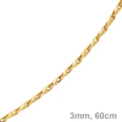 3mm Kette Collier Alainkette aus 585 Gold Gelbgold, 60cm, Unisex