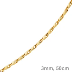 3mm Kette Collier Alainkette aus 585 Gold Gelbgold, 50cm, Unisex