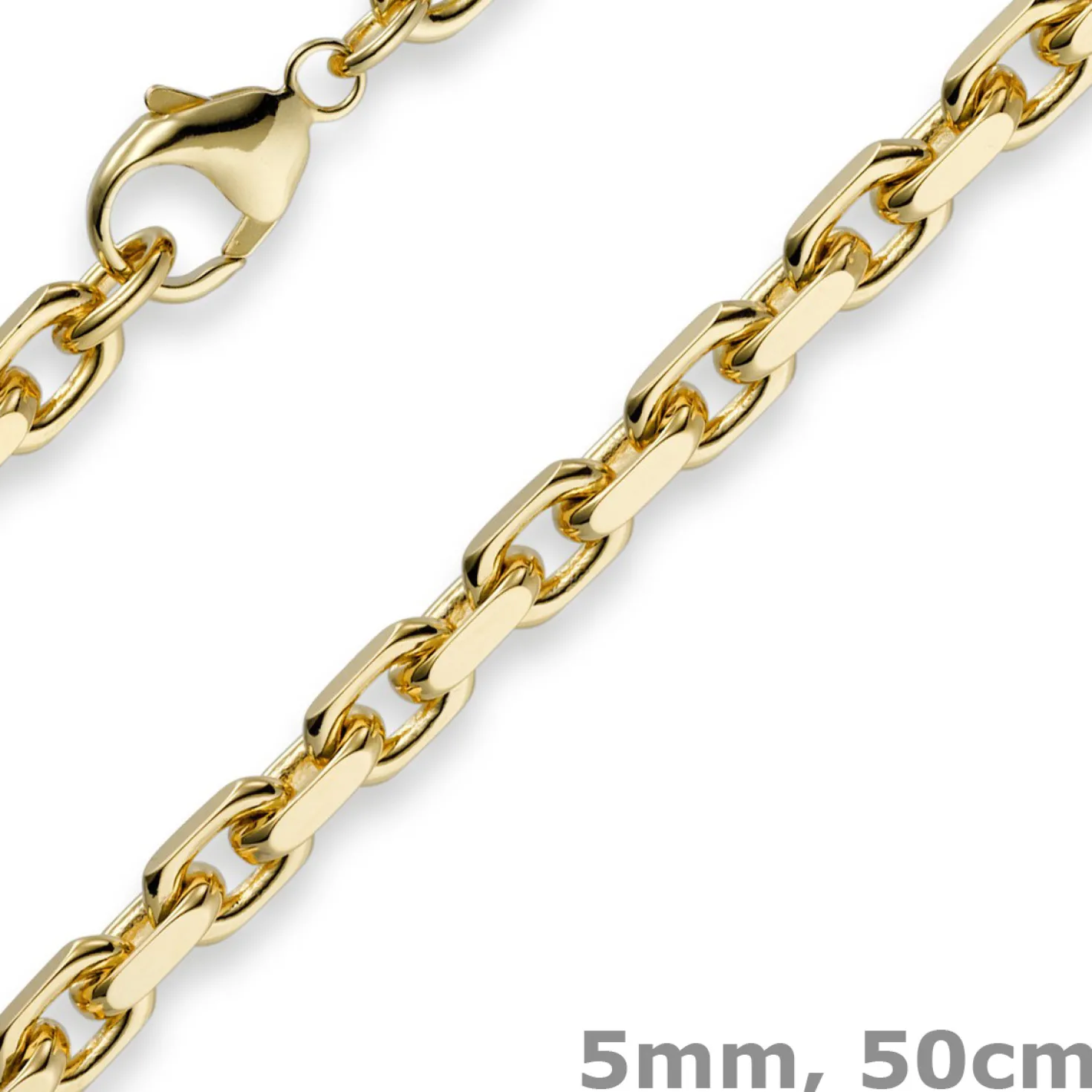 5mm Kette Collier Ankerkette aus 750 Gold Gelbgold, 50cm, Herren