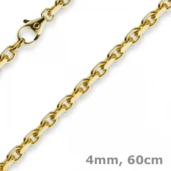 4mm Kette Collier Ankerkette aus 585 Gold Gelbgold, 60cm, Herren