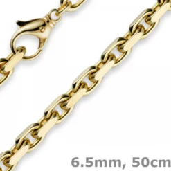 6,5mm Kette Collier Ankerkette aus 585 Gold Gelbgold, 50cm, für Herren