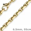 6,5mm Kette Collier Ankerkette aus 585 Gold Gelbgold, 55cm, für Herren