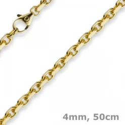 4mm Kette Collier Ankerkette aus 585 Gold Gelbgold, 50cm, Herren