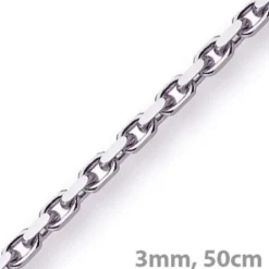 3mm Kette Collier Ankerkette aus 750 Gold Weißgold massiv, 50cm