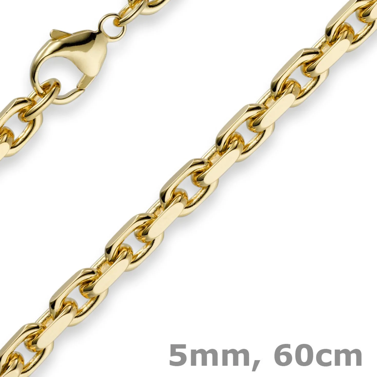 5mm Kette Collier Ankerkette aus 585 Gold Gelbgold, 60cm, Herren