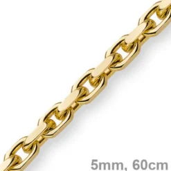 5mm Kette Collier Ankerkette aus 585 Gold Gelbgold, 60cm, Herren
