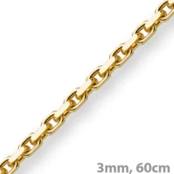 3mm Kette Collier Ankerkette aus 585 Gold Gelbgold, 60cm, Unisex