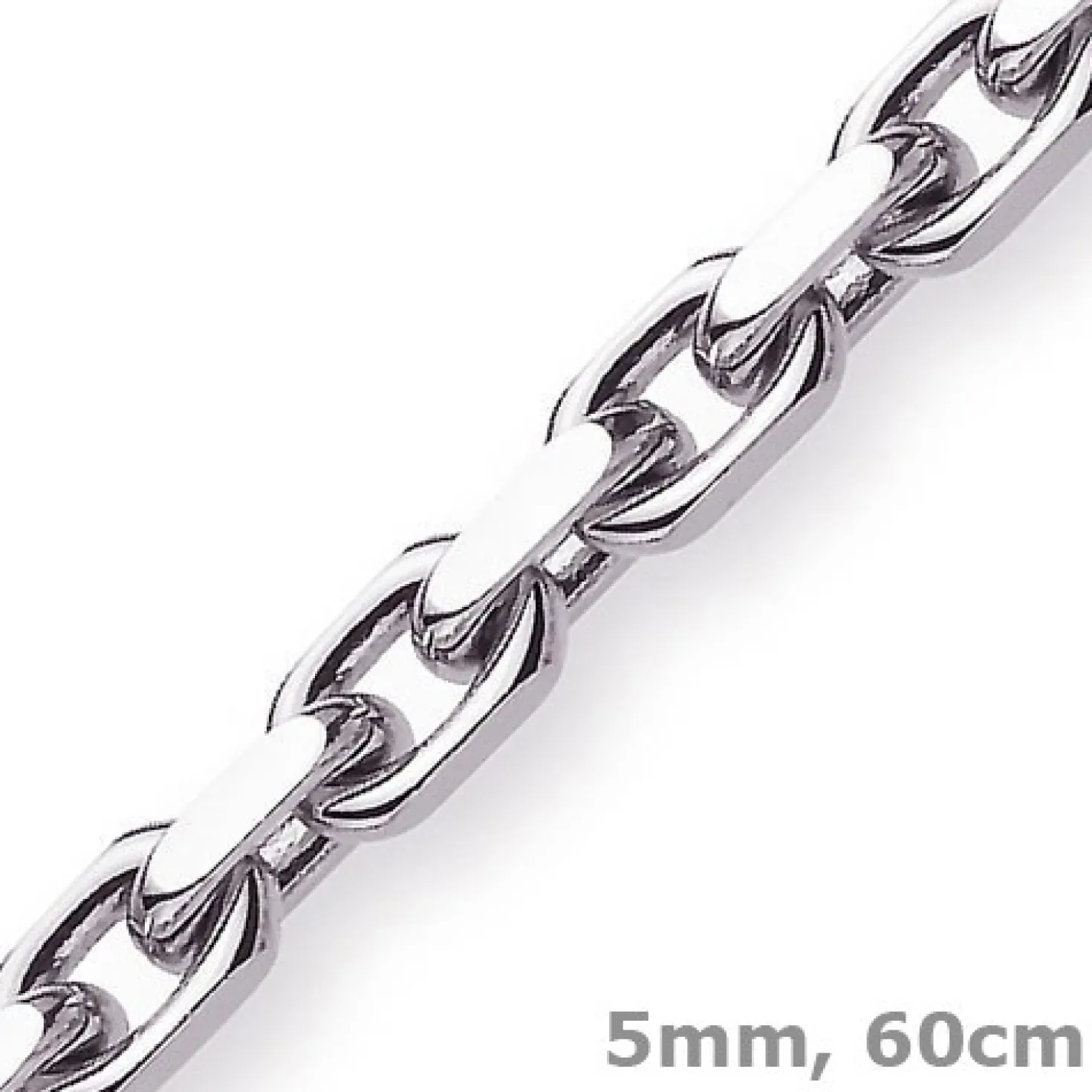 5mm Kette Collier Ankerkette aus 750 Gold Weißgold, 60cm, massiv