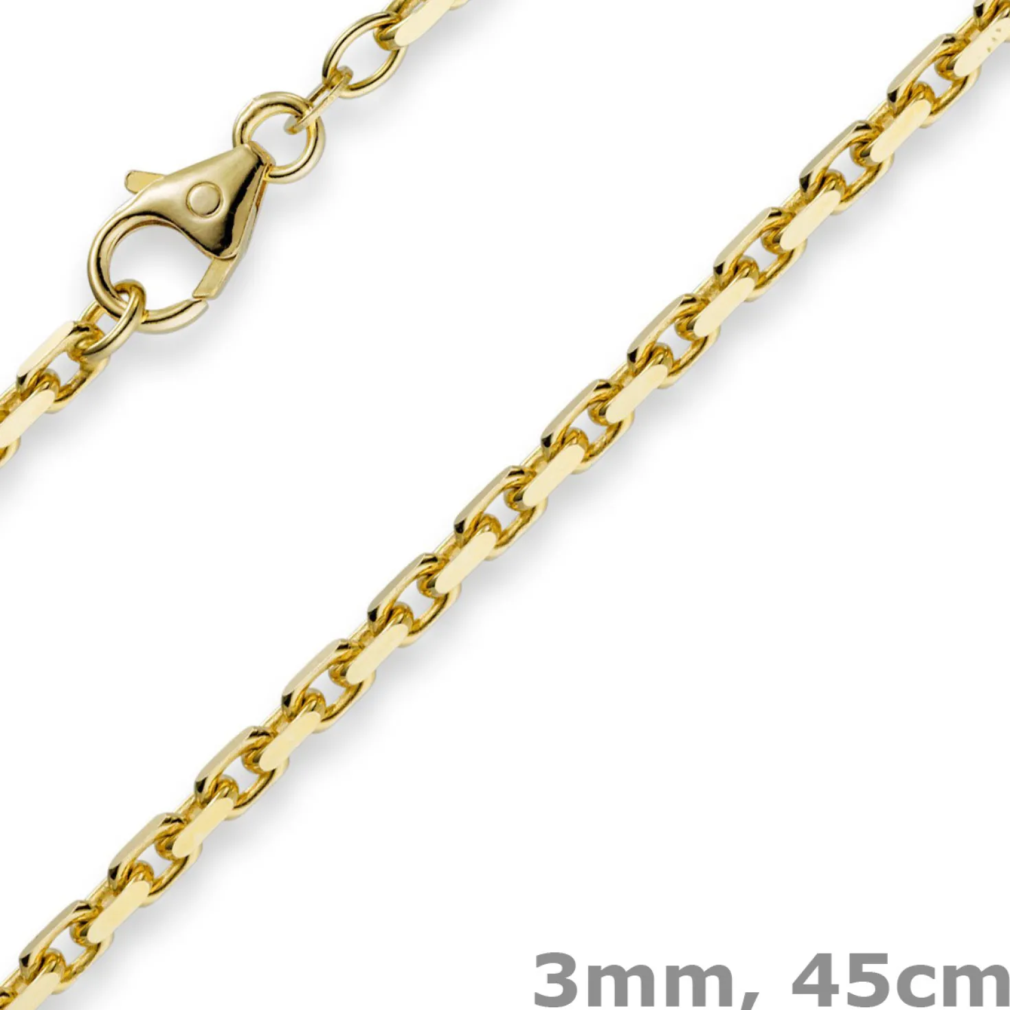 3mm Kette Collier Ankerkette aus 750 Gold Gelbgold, 45cm, Unisex