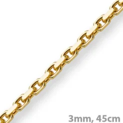 3mm Kette Collier Ankerkette aus 750 Gold Gelbgold, 45cm, Unisex