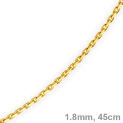 1,8mm Kette Collier Ankerkette diamantiert Halskette aus 585 Gold Gelbgold 45cm