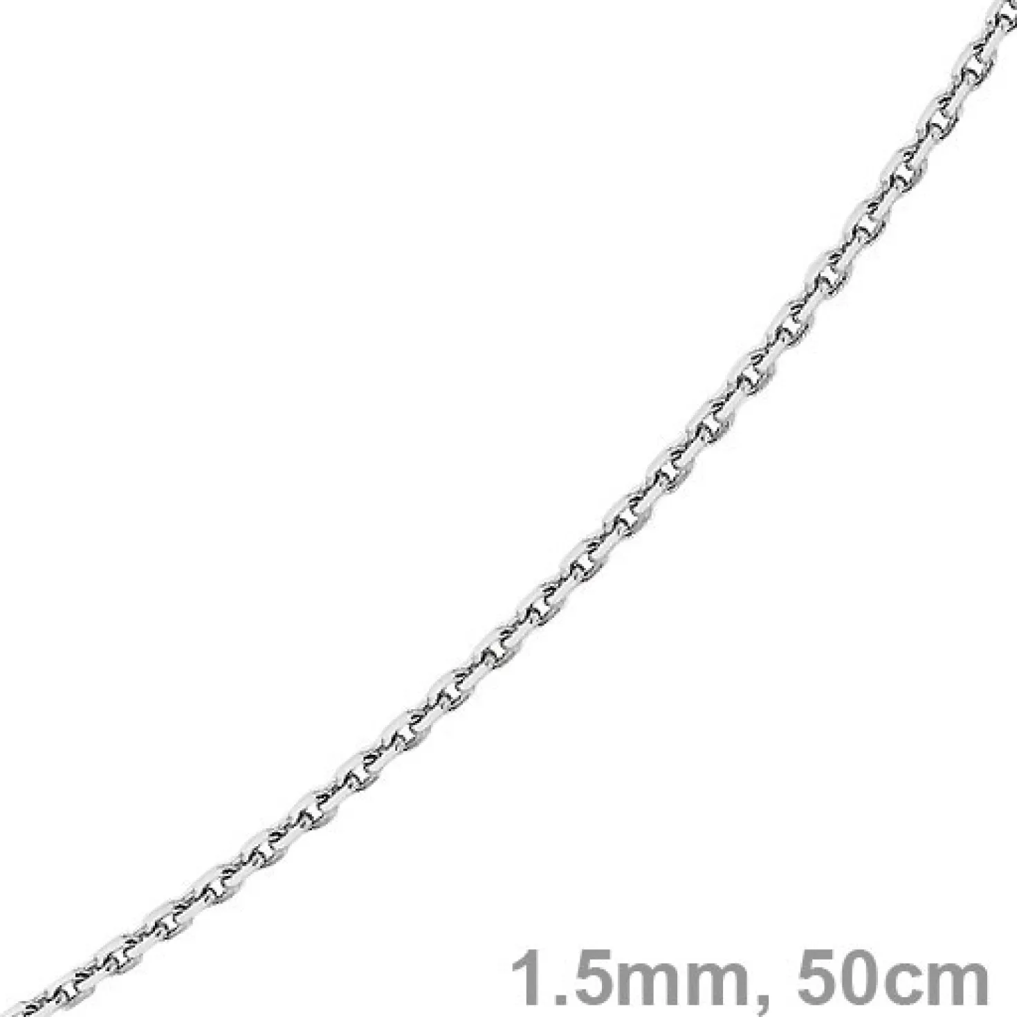 1,5mm Kette Collier Ankerkette diamantiert Halskette aus 750 Gold Weißgold 50cm