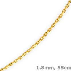 1,8mm Kette Collier Ankerkette diamantiert Halskette aus 750 Gold Gelbgold, 55cm