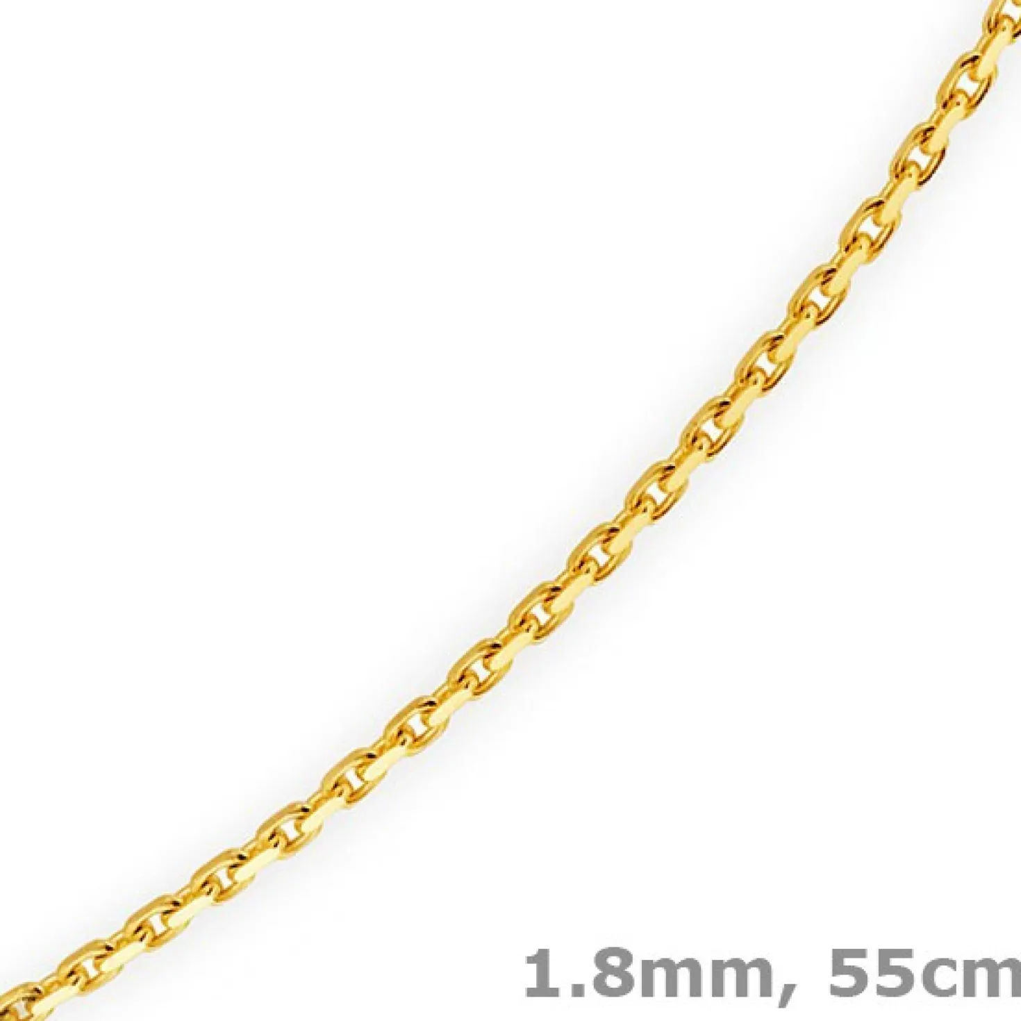 1,8mm Kette Collier Ankerkette diamantiert Halskette aus 750 Gold Gelbgold, 55cm
