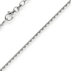 1,5mm Kette Collier Ankerkette diamantiert Halskette aus 750 Gold Weißgold 42cm