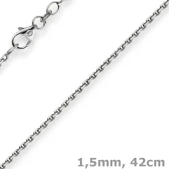 1,5mm Kette Collier Ankerkette diamantiert Halskette aus 750 Gold Weißgold 42cm