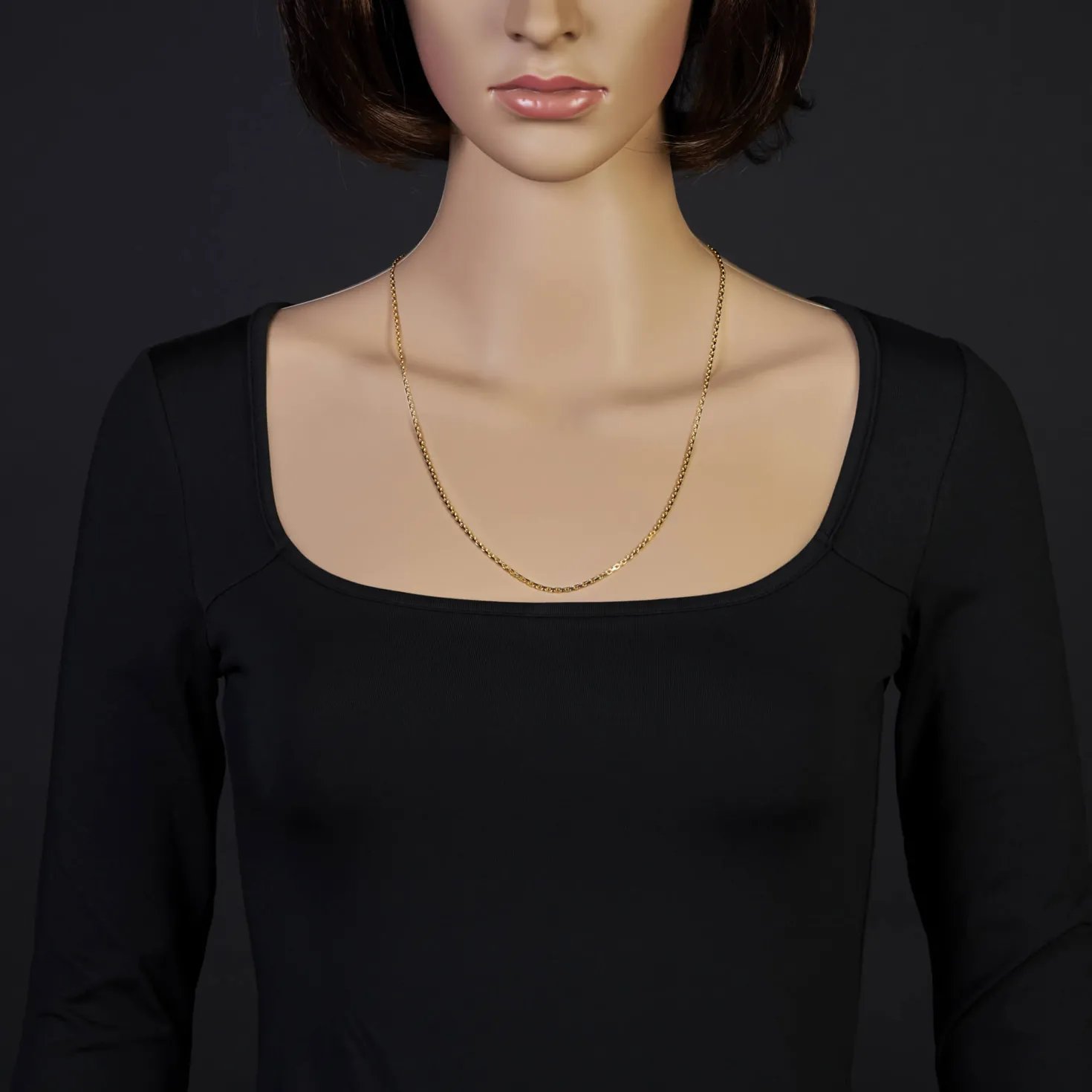 1,8mm Kette Collier Ankerkette diamantiert Halskette aus 750 Gold Gelbgold, 60cm