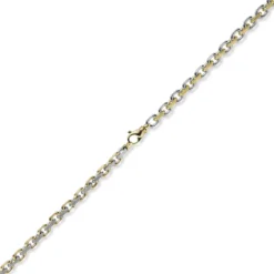6mm Kette Collier Ankerkette 585 Gold Gelbgold & Weißgold bicolor 50cm Herren