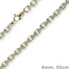 6mm Kette Collier Ankerkette 585 Gold Gelbgold & Weißgold bicolor 55cm Herren
