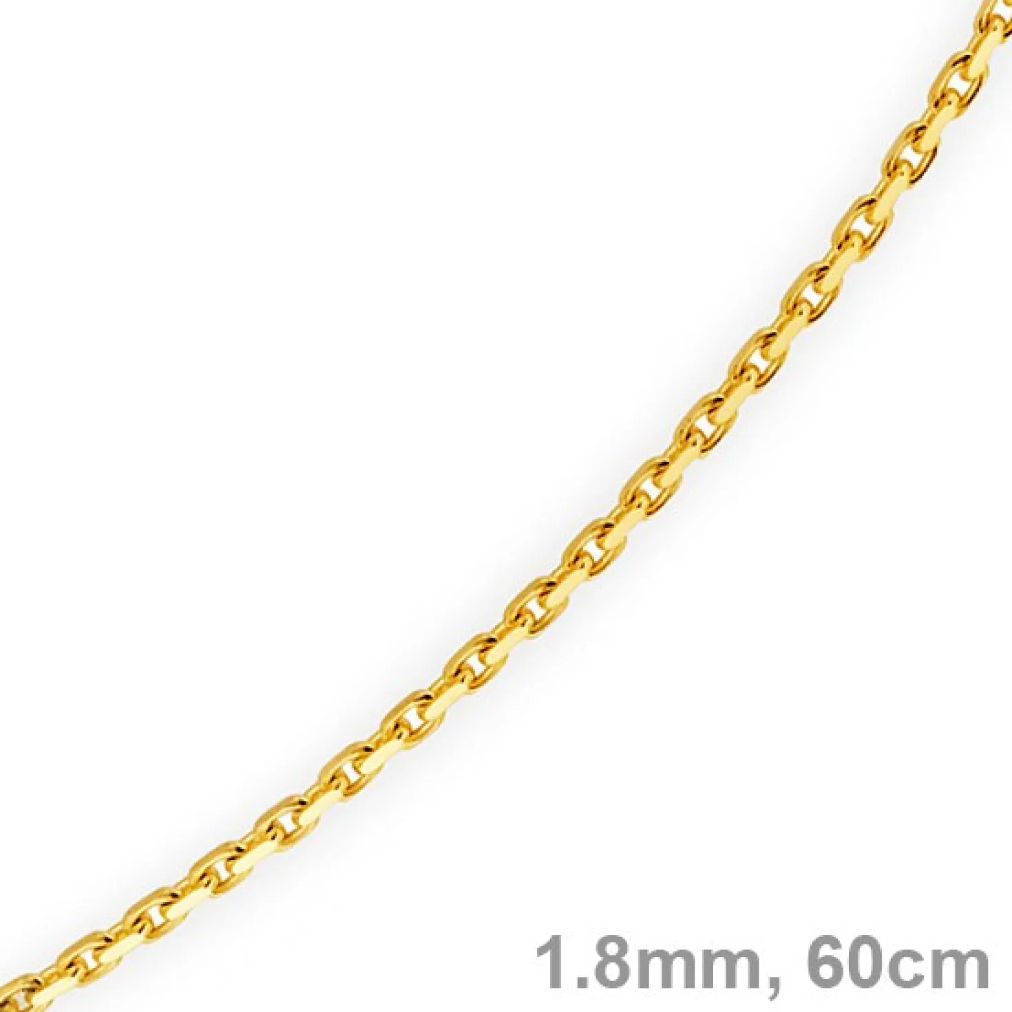 1,8mm Kette Collier Ankerkette Halskette, 585 Gold Gelbgold, 60cm Unisex
