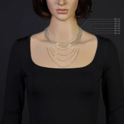 1,8mm Kette Collier Ankerkette Halskette, 585 Gold Weißgold, 42cm