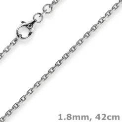 1,8mm Kette Collier Ankerkette Halskette, 585 Gold Weißgold, 42cm