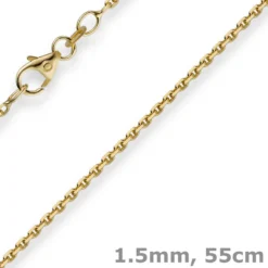 1,5mm Kette Collier Ankerkette Halskette 750 Gold Gelbgold 55cm